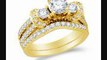 14k Yellow Gold Large Diamond Engagement Ring With Matching Curved Wedding Band 2 Ring Set  3 Three Stone Center Setting Shape W Channel Set Round Diamonds (1