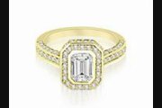 1.75 Ct Pave Emerald Cut Halo Engagement Diamond Ring In 14k Yellow Gold (hi Color, I1 Clarity)