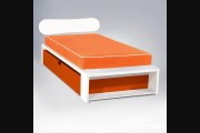 Ducduc  Alex Trundle Twin Bed W Oval Headboard  Ducduc  Alex Trundle Twin Bed W Oval Headboard2drawerswhitegreenorange