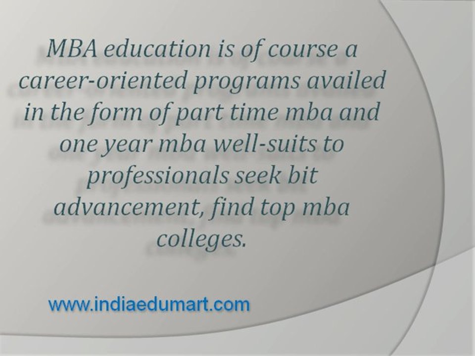 One Year Part Time MBA Education Colleges in India