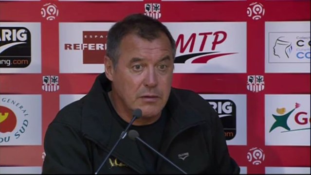 Conférence de presse AC Ajaccio - AS Nancy-Lorraine : Albert EMON (ACA) - Patrick GABRIEL (ASNL) - saison 2012/2013