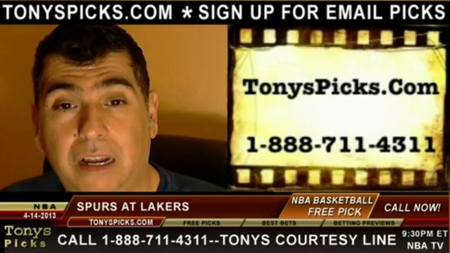 LA Lakers versus San Antonio Spurs Pick Prediction NBA Pro Basketball Lines Odds Preview 4-14-2013