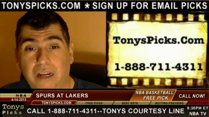 LA Lakers versus San Antonio Spurs Pick Prediction NBA Pro Basketball Lines Odds Preview 4-14-2013