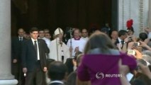 Pope Francis holds mass in Papal Basilica of St. Paul's.