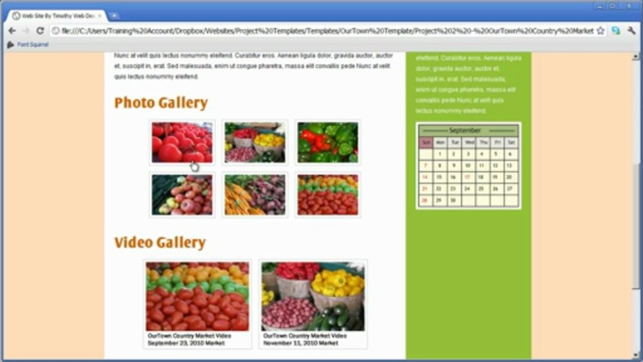 Dreamweaver Tutorial – Video 13 - Our Town Dreamweaver Training Project