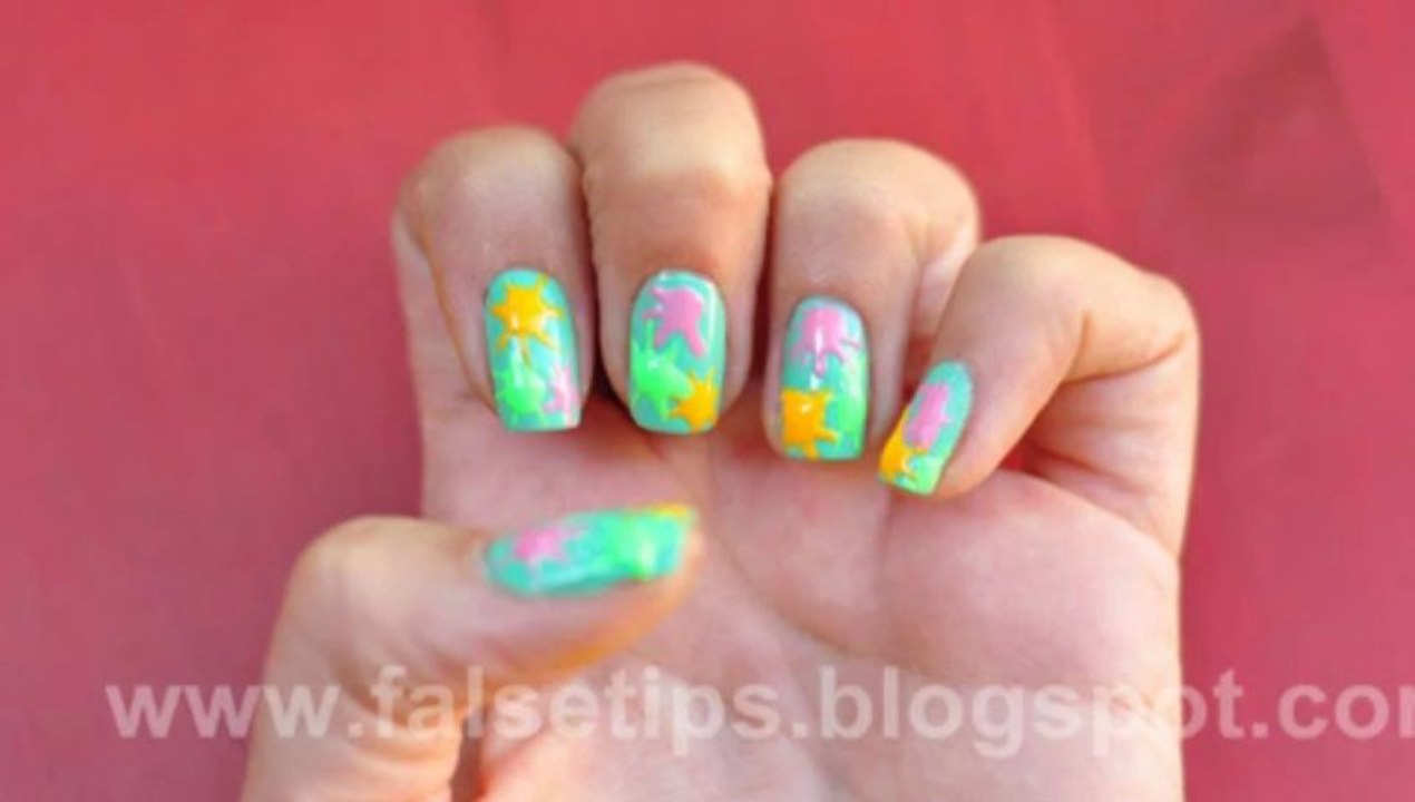 Boya püskürtme Manikür Uygulama Splash Nail Art Tutorial