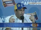 Capriles: CNE debe suspender el acto de proclamación y contar voto a voto para tener un ganador