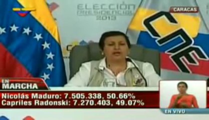Con 50,66% de votos, Maduro es elegido presidente de Venezuela