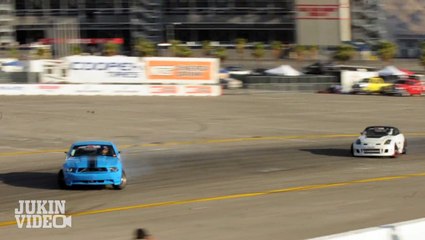 Blue Mustang Racer Crashes Into the Wall