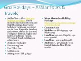 Goa Holiday Package – AshlarTours.com, Ashlar Tours & Travels
