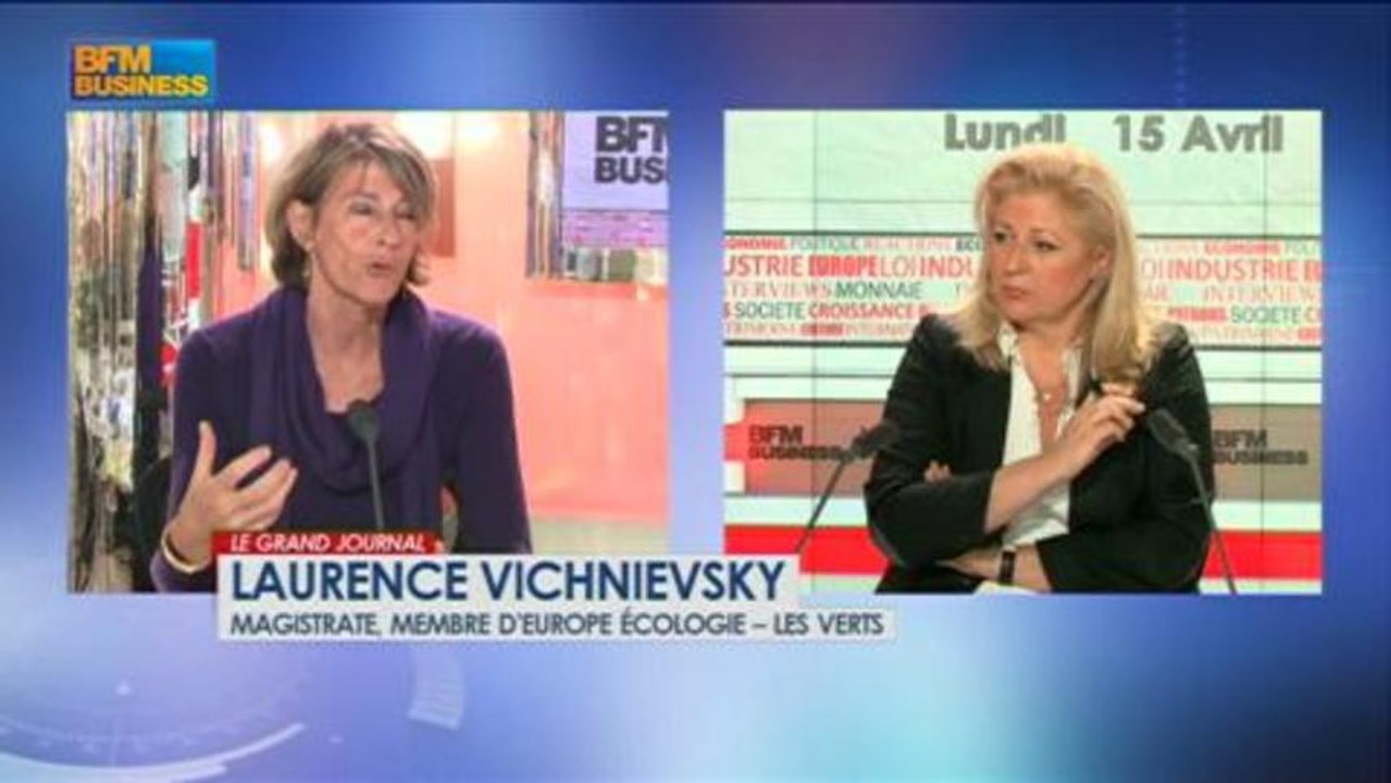 Laurence Vichnievsky, membre d'Europe écologie - Les verts dans Le Grand Journal - 15 avril 4/4