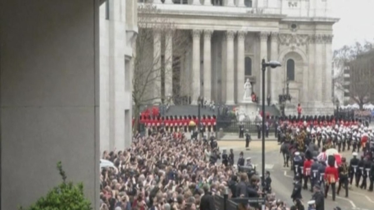 Thatcher's coffin carried through streets of London