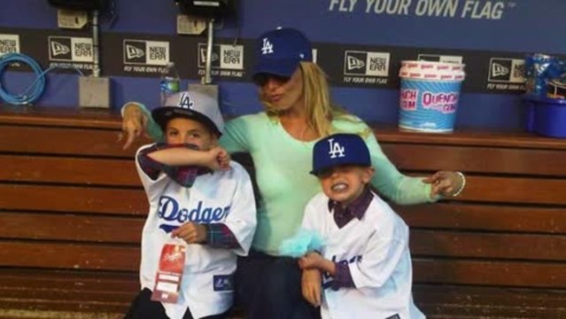 Britney Spears Poses With Her Sons at a Baseball Game