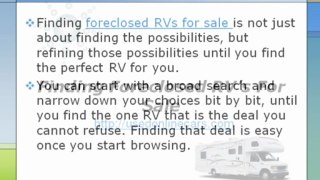 Finding Foreclosed RV For Sale