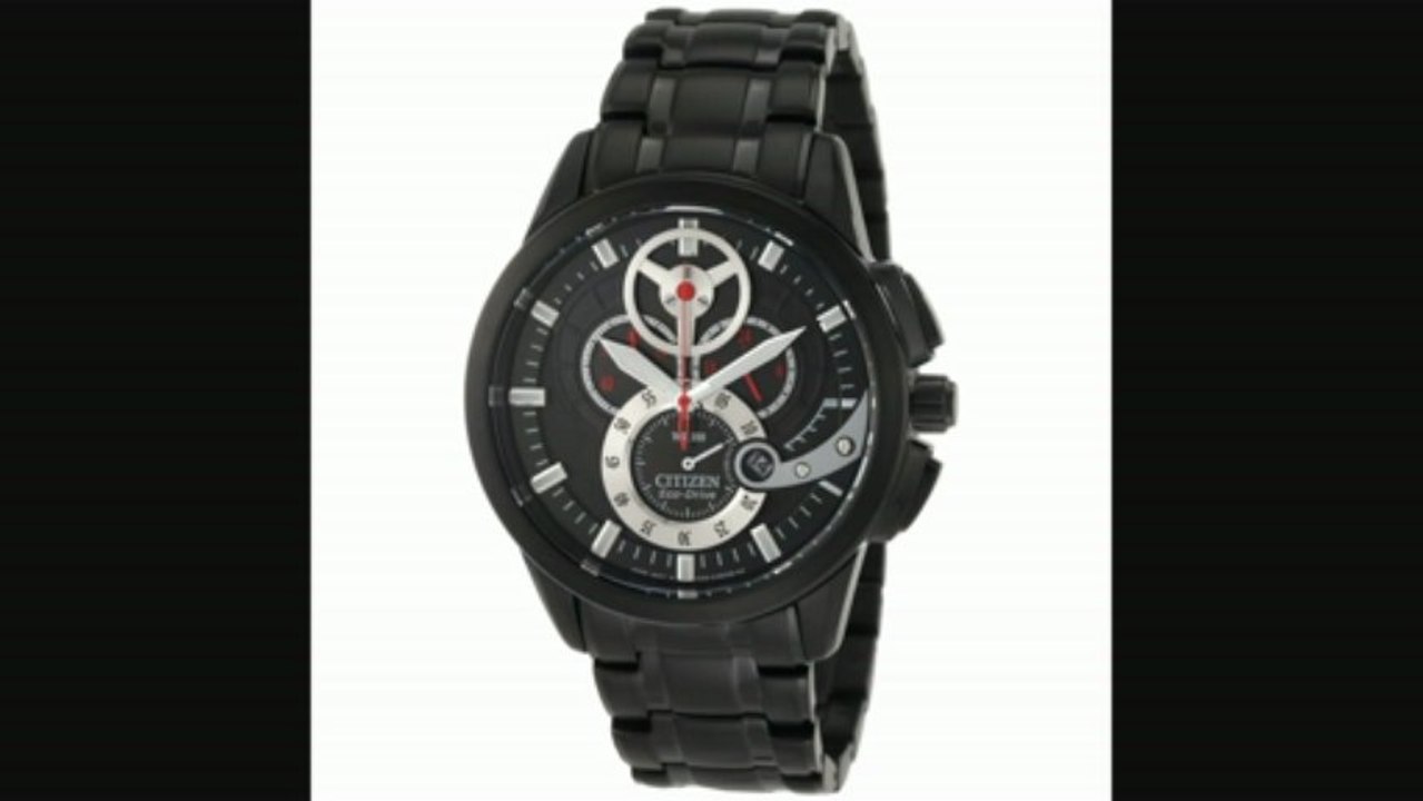 Citizen Eco Drive Black Ip Chronograph Mens Watch At206559e