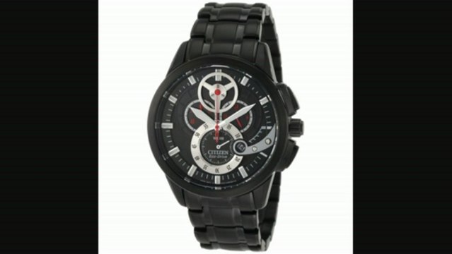 Citizen Eco Drive Black Ip Chronograph Mens Watch At206559e