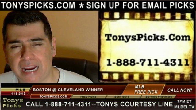 Cleveland Indians versus Boston Red Sox Pick Prediction MLB Lines Odds Preview 4-18-2013