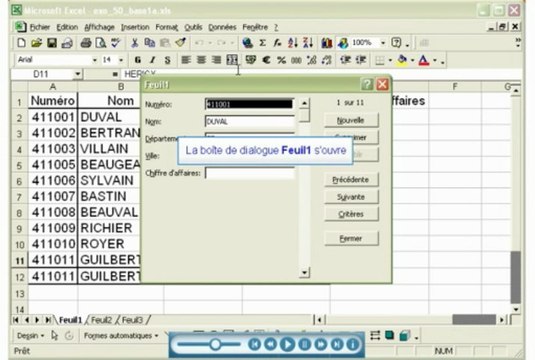 Tutoriel EXCEL 2003: Cours N°35 Modifier une base de données