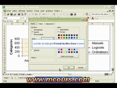 Tutoriel EXCEL 2003: Cours N°32 Mettre en forme un élément du graphique
