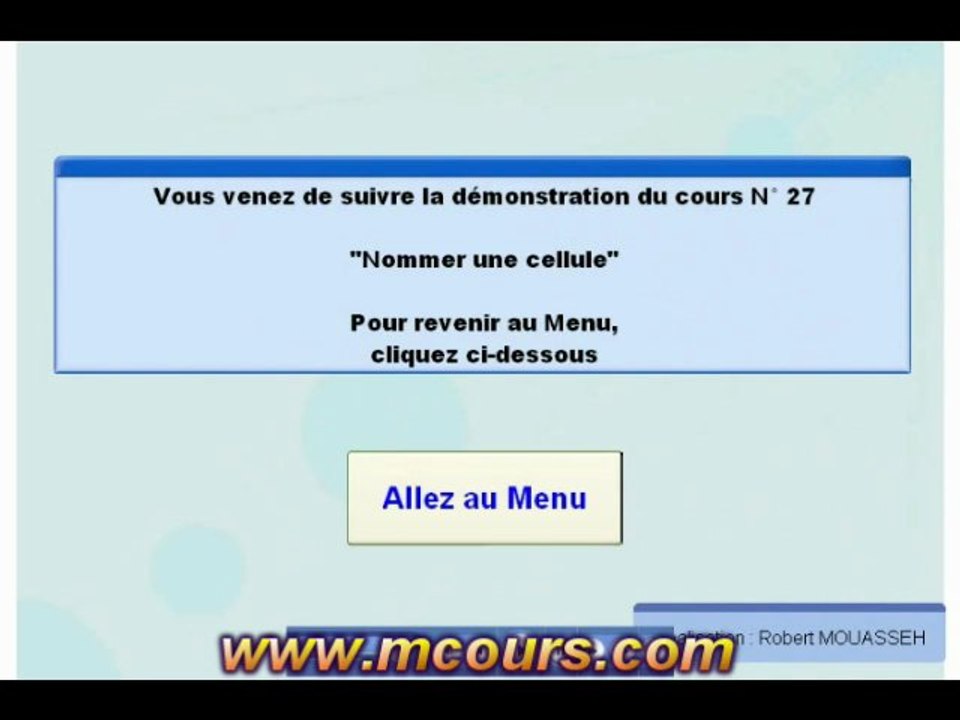 Tutoriel EXCEL 2003: Cours N°27 Nommer une cellule