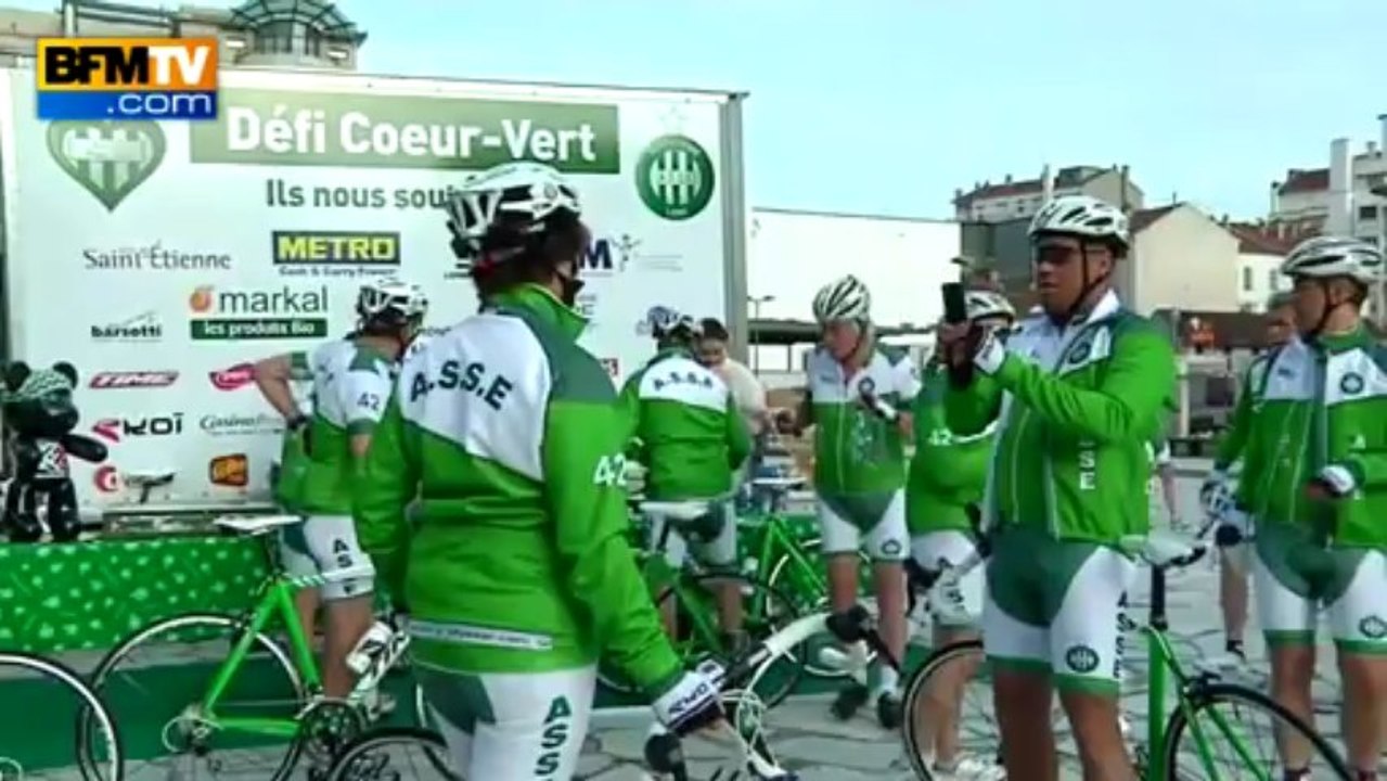 Le président de l'AS Saint-Etienne arrive à Paris en vélo - 20/04