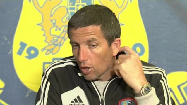 Conférence de presse GFC Ajaccio - Tours FC : Thierry LAUREY (GFCA) - Bernard BLAQUART (TOURS) - saison 2012/2013