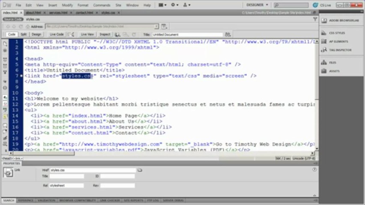 Dreamweaver CS5 Tutorial – Video 07