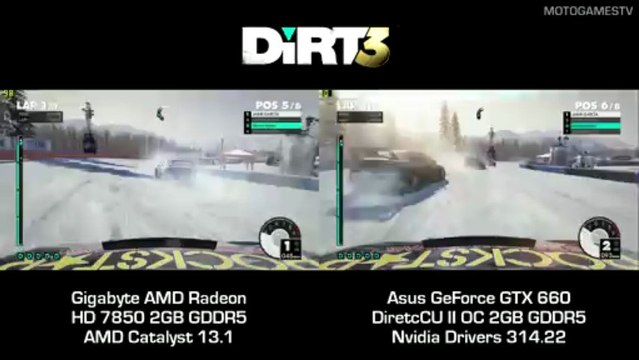 DiRT 3 - Radeon HD 7850 vs GeForce GTX 660