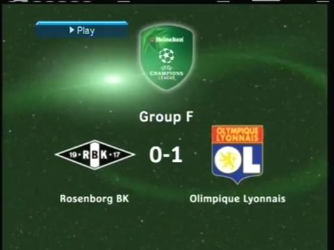 2005 (September 28) Rosenborg (Norway) 0-Olympique Lyonnais (France) 1 (Champions League)