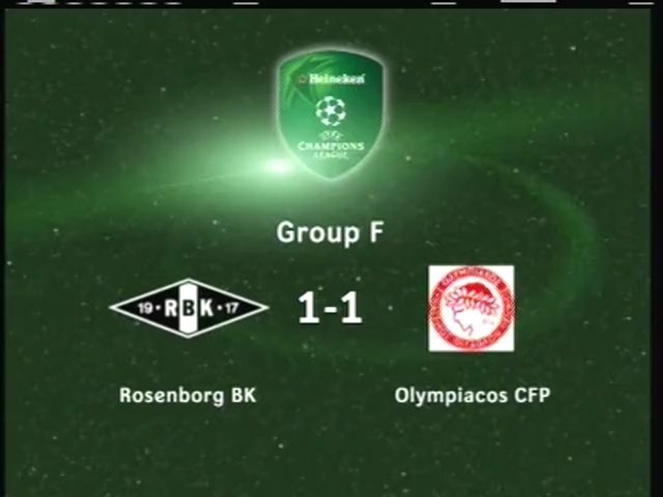 2005 (November 23) Rosenborg (Norway) 1-Olympiakos (Greece) 1 (Champions League)
