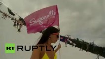 Russia: Record breaking Siberians hit the slopes in swim wear