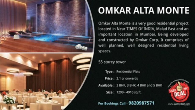 Omkar Alta Monte Malad East @ 9820987571