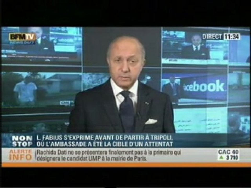 Attentat de Tripoli - Réaction de Laurent Fabius (BFMTV, 23.04.2013)