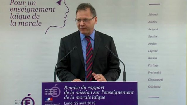 [ARCHIVE] Remise du rapport de la mission de réflexion sur l'enseignement de la morale laïque à l'école : intervention de Rémy Schwartz