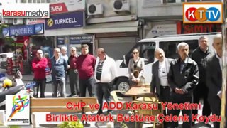 KARASU CHP VE ADD YÖNETİCİLERİ ATATÜRK HEYKELİNE ÇELEN KOYDU