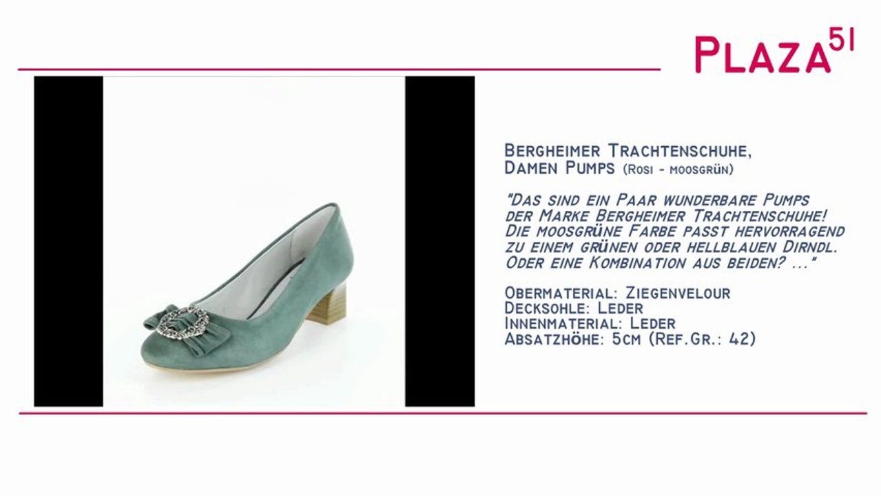 Neuvorstellung: Bergheimer Trachtenschuhe, Damen Trachten Pumps Rosi - moosgrün