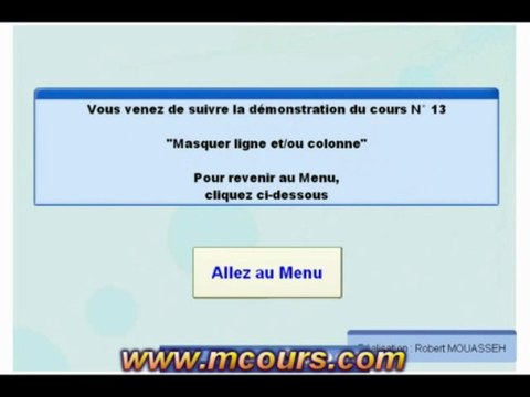Tutoriel EXCEL 2003: Cours N°13 Masquer une ligne ou une colonne