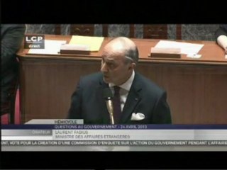 Attentat en Libye - Réponse de Laurent Fabius à l'Assemblée Nationale (24/04/2013)