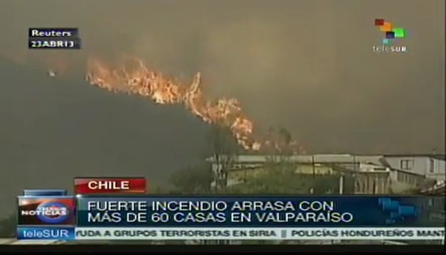 Más de 60 casas arrasadas por incendio en Valparaiso