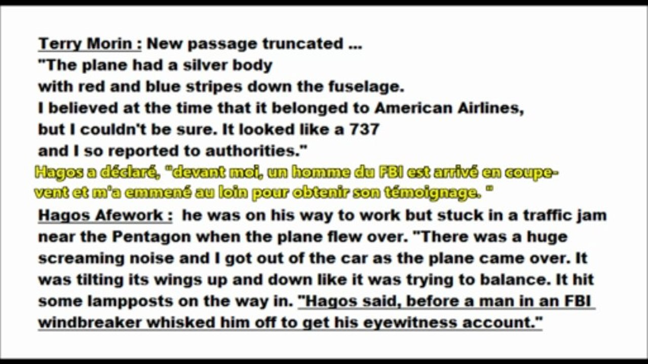 9/11 Anti-Debunking - 136 témoins de l'attaque du Pentagone par un avion