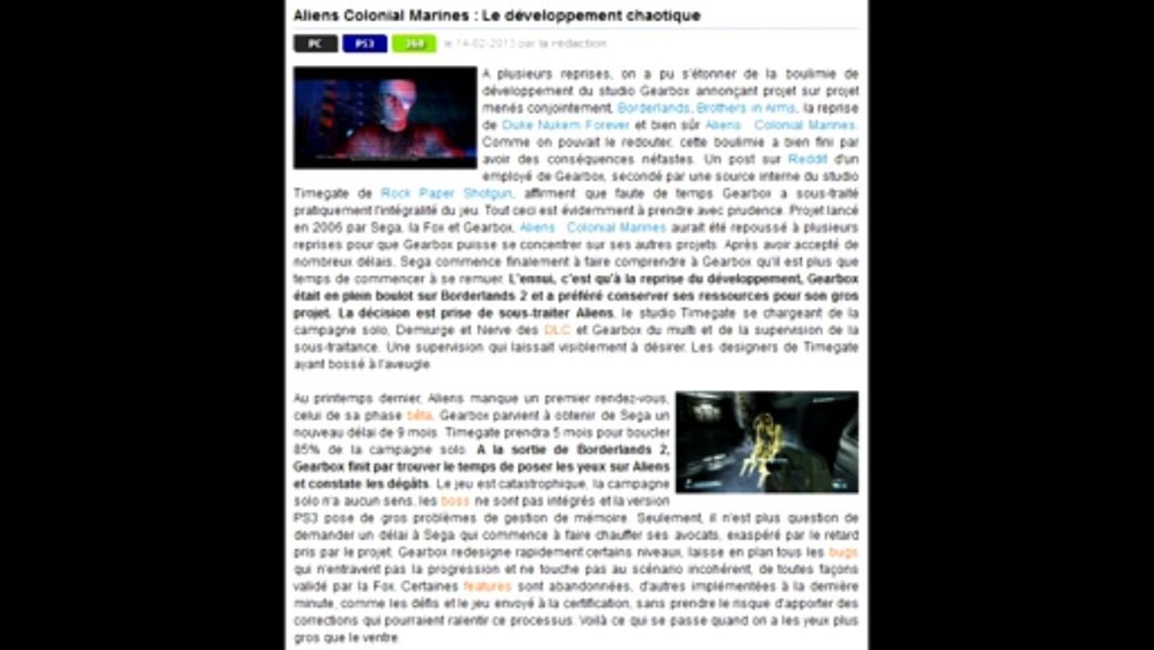 Aliens - Colonial Marines Spécial #02 - Petites explications
