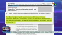 Oposición venezolana no ha impugnado resultados electorales