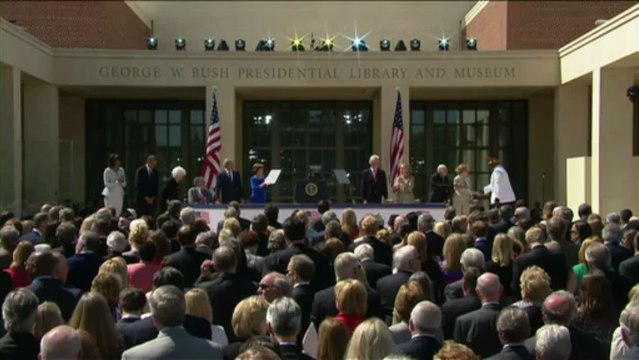 Ex-presidents at opening of George W. Bush library