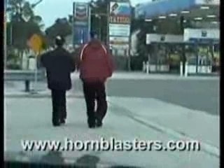 Dudes scaring people with a Fog Horn