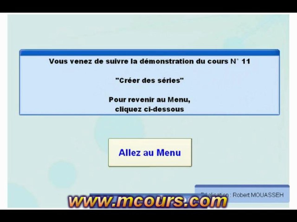 Tutoriel EXCEL 2003: Cours N°11 Créer une série ou une suite