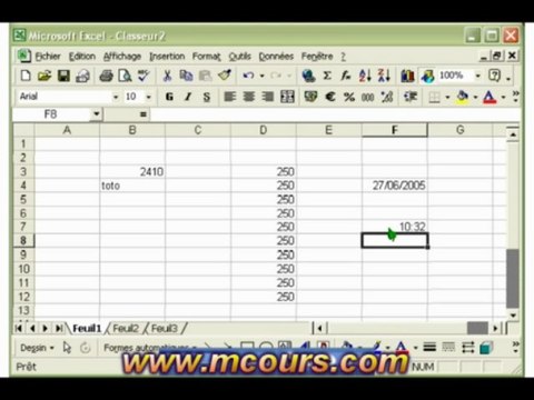 Tutoriel EXCEL 2003: Cours N°9 Saisir des données