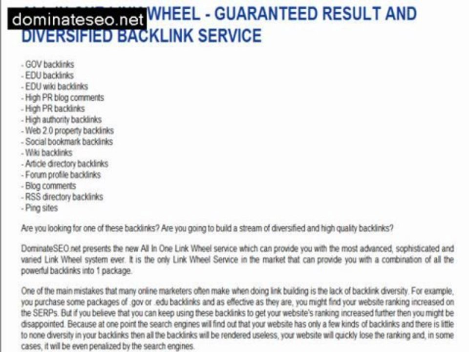 Link Wheel Service Linkwheel