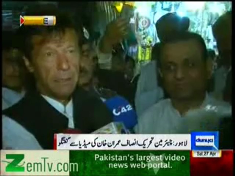 Imran Khan Talks to Media at Lahore Food Street - 27th April 2013