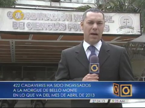 Extraoficial: 422 cadáveres han sido ingresados a la morgue de Bello Monte en abril