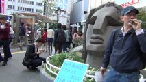 【2013/4/27】TPP反対渋谷デモ後のモヤイ像前チラシ配布　街宣　５
